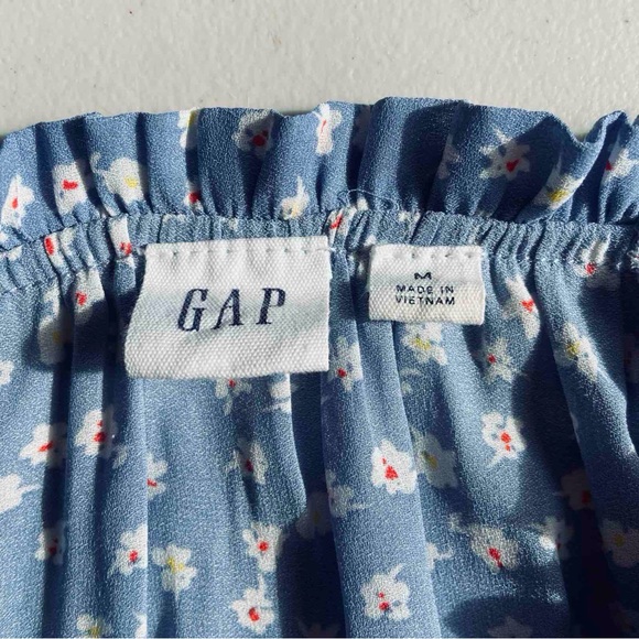 Gap Blouse Chiffon Floral Raglan/Long Sleeve Drawstring Tie/Ruffle Neck Size M - Picture 6 of 9